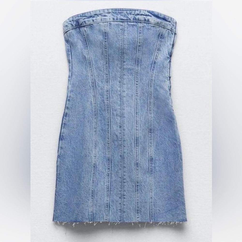 Zara Strapless Denim Dress